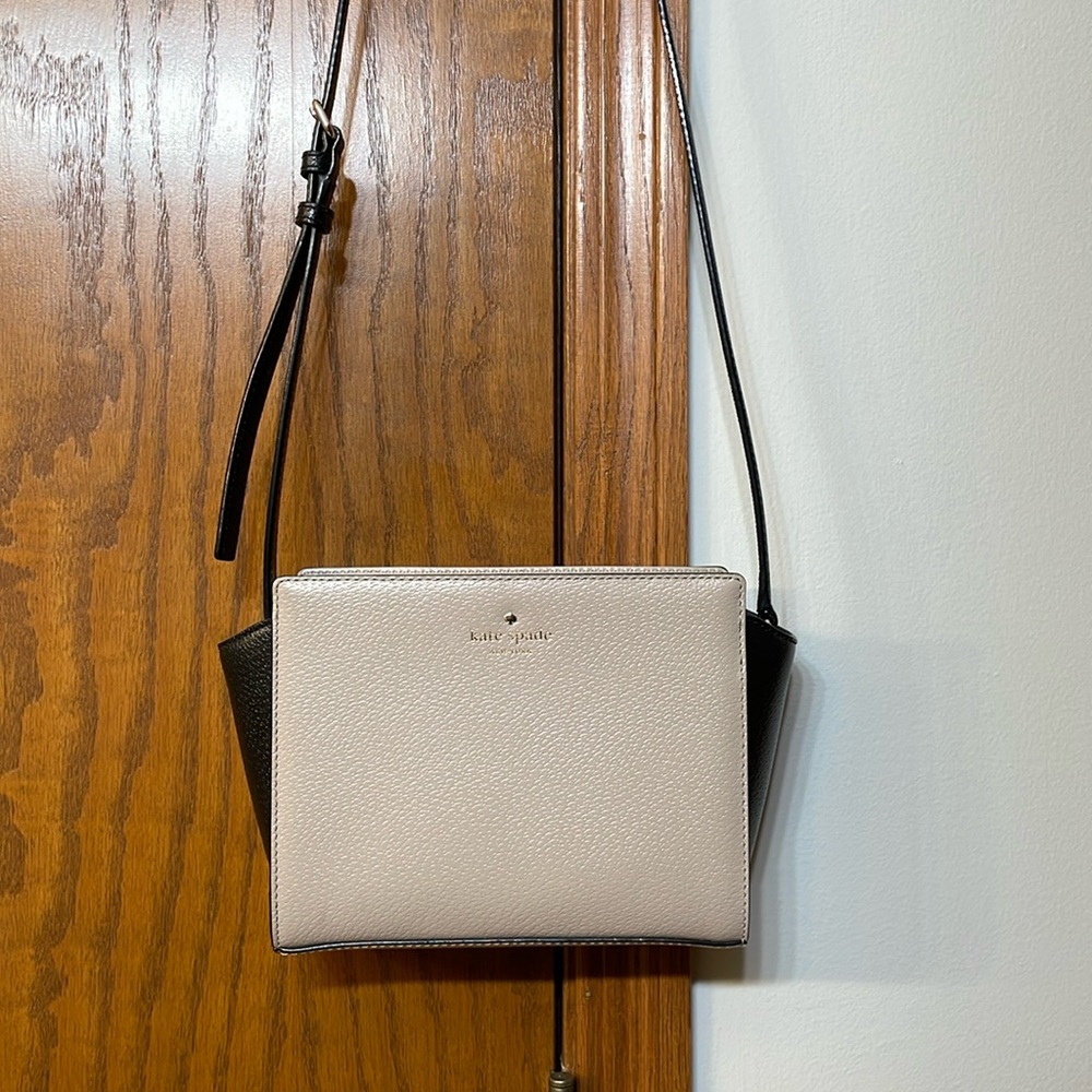 KATE SPADE NWOT Hayden Grand Street Color Block Crossbody Bag Black Tan ♠️ - Picture 3 of 15